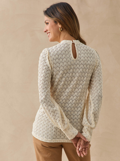 Tee-shirt court effet dentelle