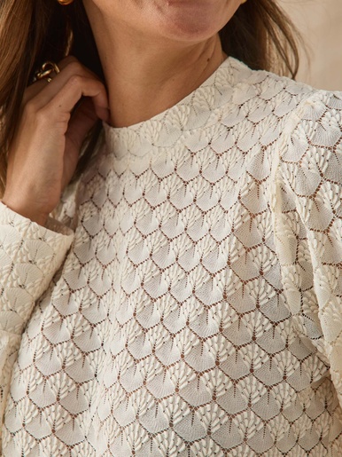 Tee-shirt court effet dentelle