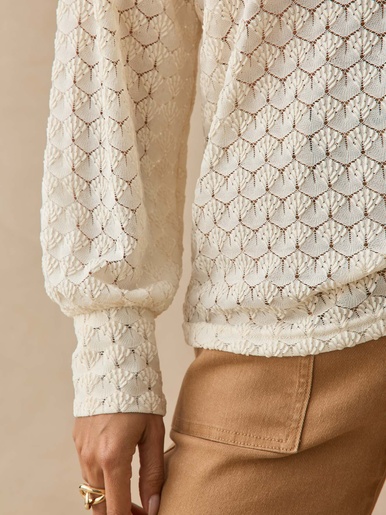 Tee-shirt court effet dentelle