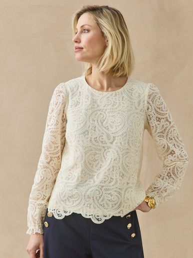 Tee-shirt guipure manches longues