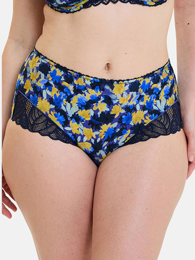 Shorty microfibre imprimée - Sans Complexe - Fleurs bleues, jaunes