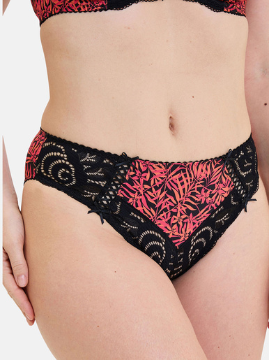Culotte microfibre imprimée et dentelle