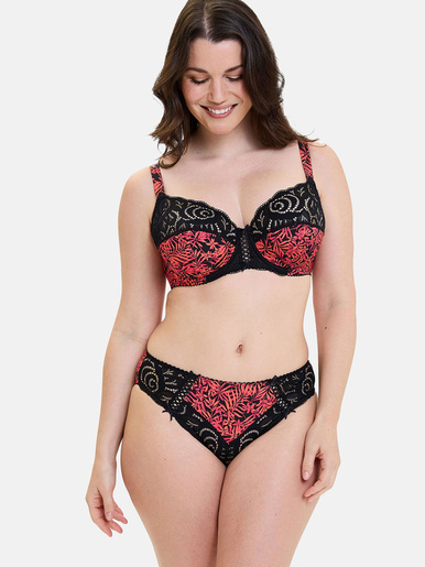 Culotte microfibre imprimée et dentelle