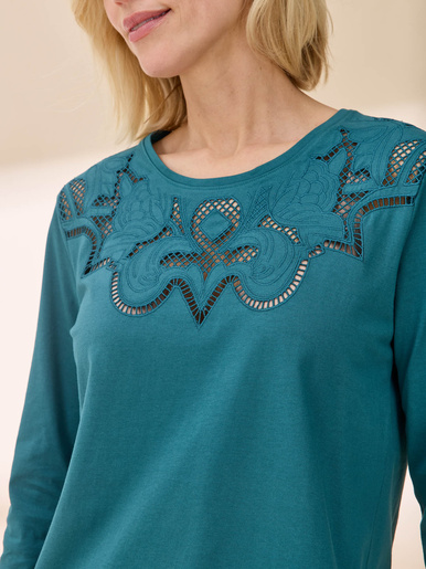 Tee-shirt brodé manches longues