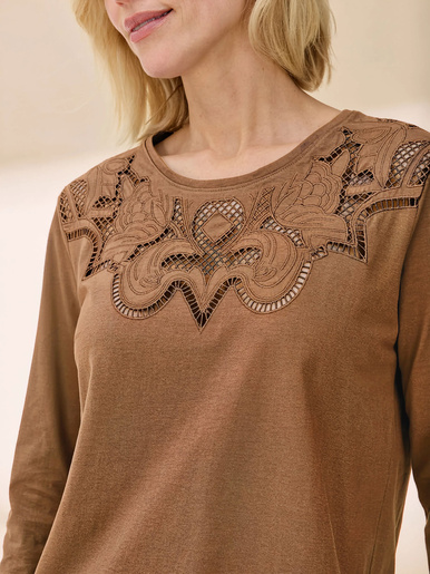 Tee-shirt brodé manches longues