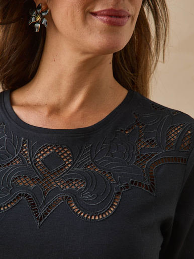Tee-shirt brodé manches longues