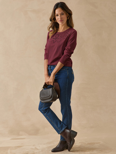 Tee-shirt brodé manches longues