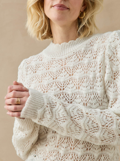 Pull col montant point fantaisie ajouré