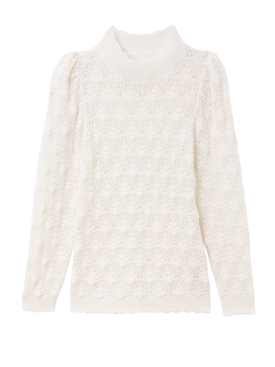 Pull col montant point fantaisie ajouré