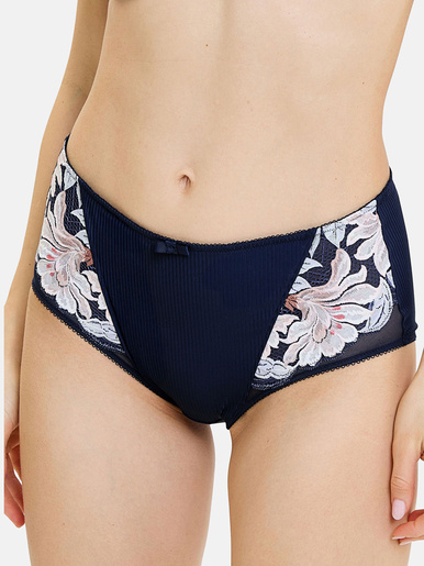 Culotte haute microfibre et dentelle