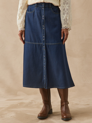 Jupe évasée effet denim
