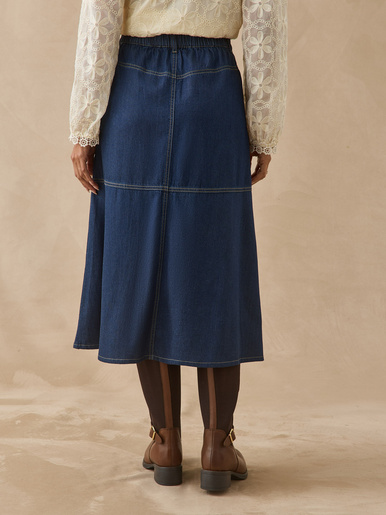 Jupe évasée effet denim