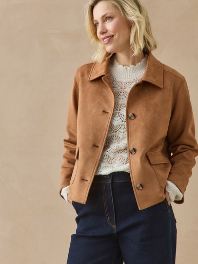 Veste en suédine col polo