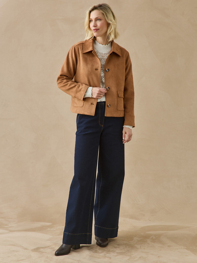 Veste en suédine col polo