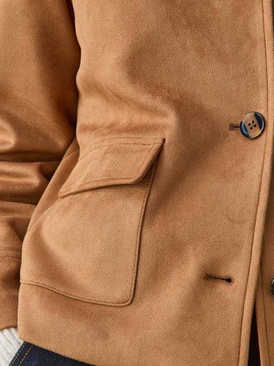Veste en suédine col polo