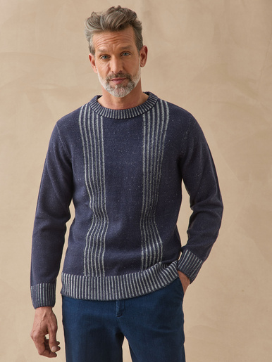Pull col rond en maille moulinée