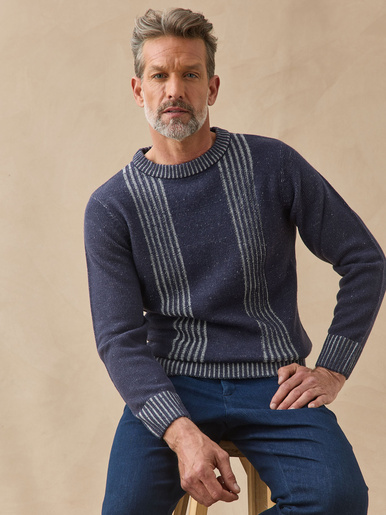 Pull col rond en maille moulinée