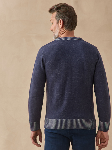 Pull col rond en maille moulinée