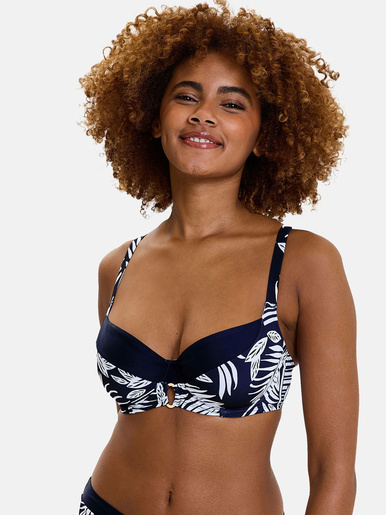 Haut de maillot de bain à armatures - Sans Complexe - Feuilles graphiques bleu marine