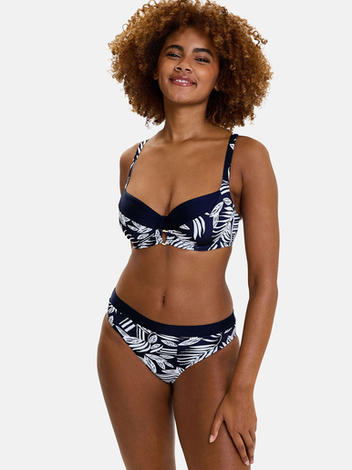 Haut de maillot de bain à armatures - Sans Complexe - Feuilles graphiques bleu marine