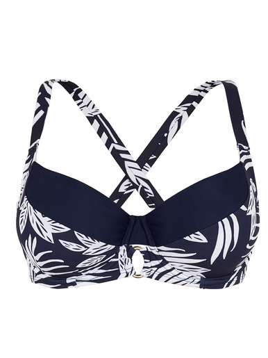 Haut de maillot de bain à armatures - Sans Complexe - Feuilles graphiques bleu marine