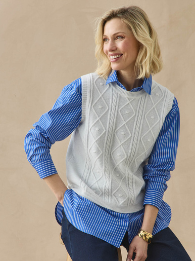 Tricot sans manches à torsades