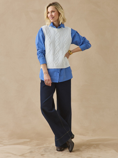 Tricot sans manches à torsades