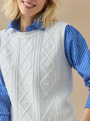 Tricot sans manches à torsades