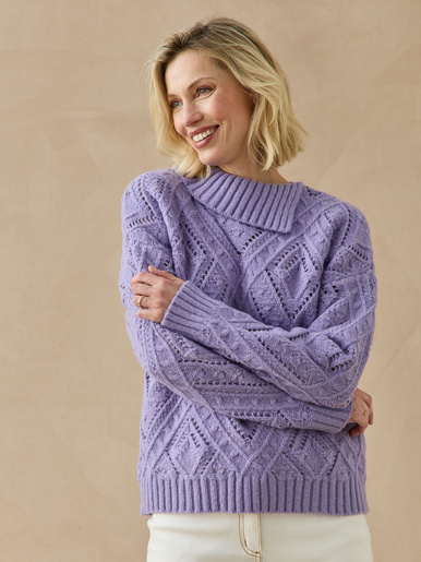 Pull col châle ajouré