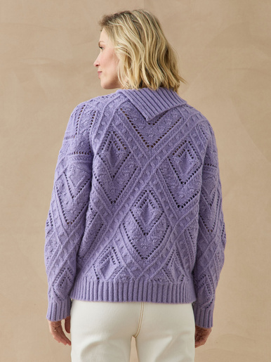 Pull col châle ajouré