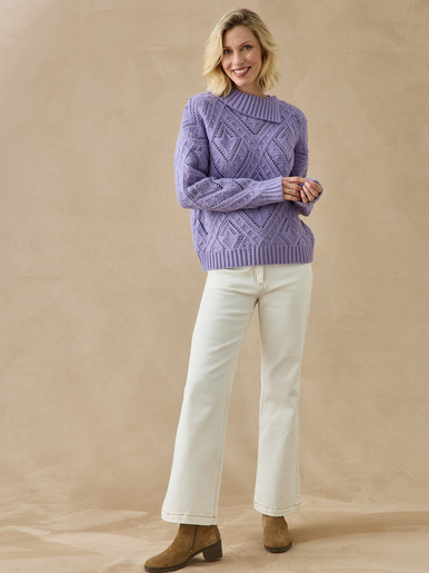 Pull col châle ajouré