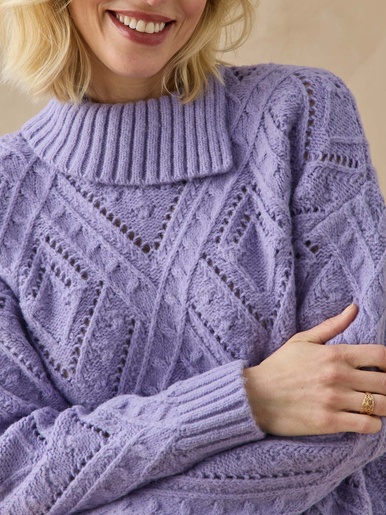 Pull col châle ajouré