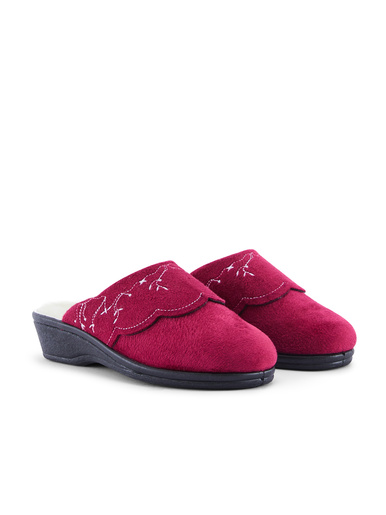 Mules brodées fourrées laine