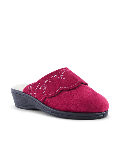 Mules brodées fourrées laine