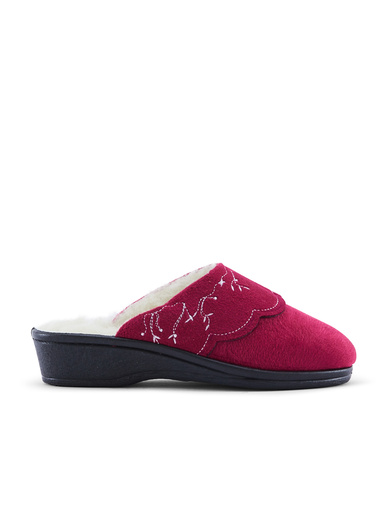 Mules brodées fourrées laine