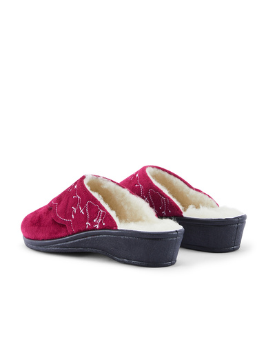Mules brodées fourrées laine