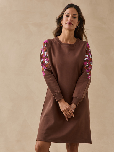 Robe ample col rond manches longues