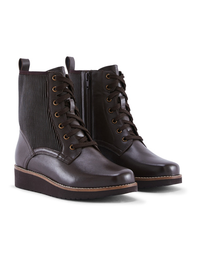Boots compensées à lacets et zip
