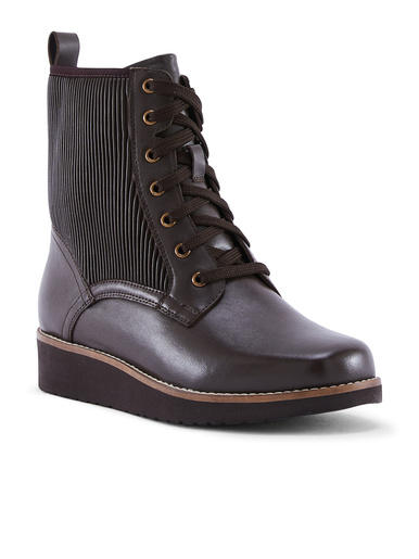 Boots compensées à lacets et zip