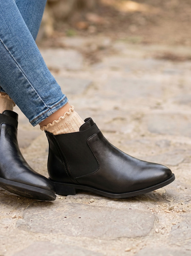 Boots cuir élastiquées côtés