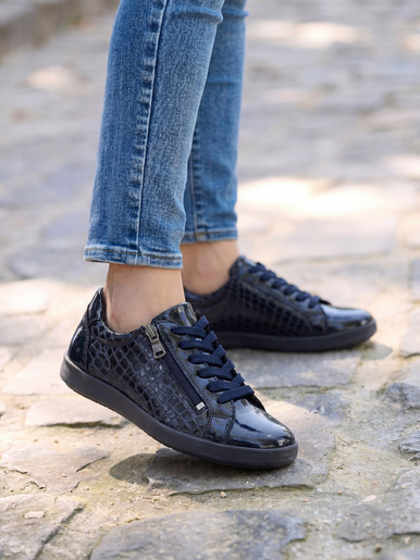 Baskets cuir à lacets et zip