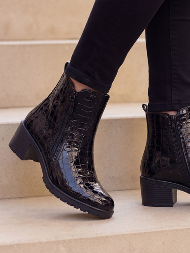 Boots à zip en cuir