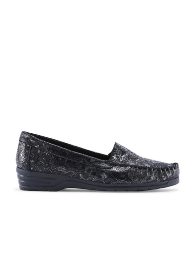 Mocassins largeur confort cuir imprimé