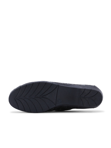Mocassins larges cuir imprimé - Pédiconfort - Imprimé noir
