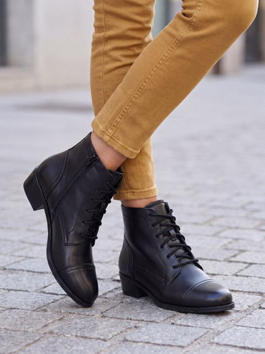 Boots cuir enfilage facile