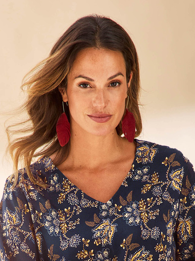 Boucles d'oreilles plumes - Daxon - Prune