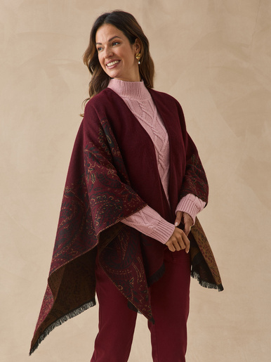 Poncho jacquard à franges