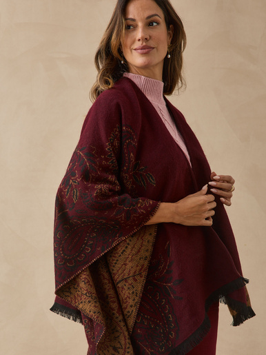 Poncho jacquard à franges