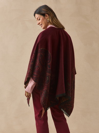 Poncho jacquard à franges