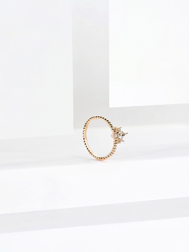 Bague fleur plaquée or zirconium